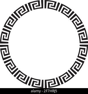 Rundes afrikanisches oder griechisches Rahmendesign. Stock Vektor