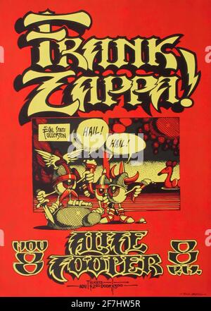 Ein Vintage-Plakat für einen Frank Zappa und Alice Cooper-Konzert Stockfoto