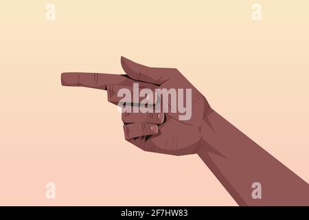 afroamerikanische menschliche Hand, die mit dem Finger auf etwas Kommunikationssprache zeigt Gestik-Konzept Stock Vektor