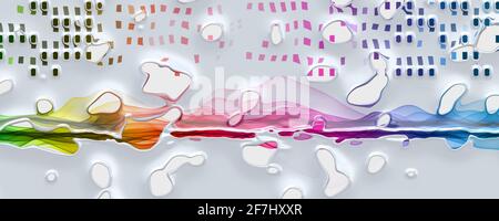 Wunderbar abstrakt dargestellt Glas Objekt 3D Panorama design Stockfoto