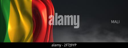 Mali-Flagge mit dunklem Hintergrund. Stockfoto