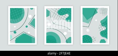 Modernes abstraktes Cover-Set. Coole grüne Formen Komposition. EPS10-Vektor. Stock Vektor