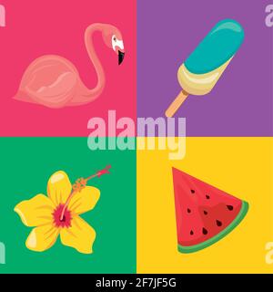 Sommer vier Ikonen Stock Vektor