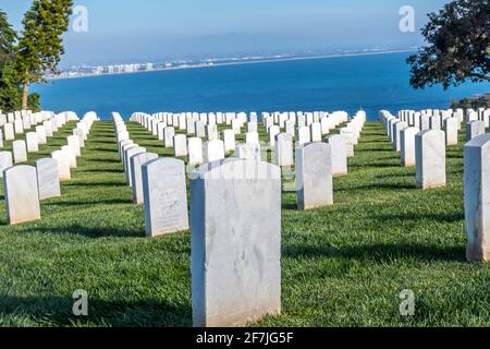 San Diego, CA, USA - 8. Februar 2020: Der Nationalfriedhof von Fort Rosecrans Stockfoto