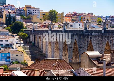 Das aquädukt Aguas Livres in Portugiesisch: Aqueduto Das Aguas Livres Aquädukt der freien Gewässern ist eine historische Aquädukt in der Stadt Lissabon, Portugal. Stockfoto