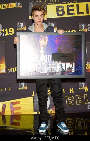 Mexico, DF (11/06/2012).-El Cantante Justin Bieber en conferencia de prensa en el Hotel W. MRPIXX. Stockfoto