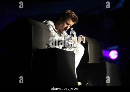 Mexico, DF (11/06/2012).-El Cantante Justin Bieber en concierto en el Zocalo de la Ciudad de Mexico. MRPIXX. Stockfoto