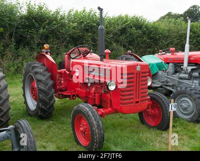 Vintage Red McCormick B 275 Internationaler Traktor bei Chagford Agricultural Anzeigen Stockfoto