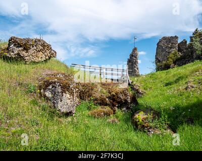 Kletterfelsen in der Fränkischen Schweiz Stockfoto