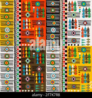 Bunte ethnische Motive Muster mit geometrischen Formen Stock Vektor