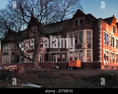 Blick auf das Anwesen, das einst im Besitz von will und Baumer Candle Company in Salina, New York, war Stockfoto