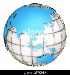 Erdweltkarte.Australien und Asien auf einem Planeten-Globus. 3d-Illustration Stockfoto