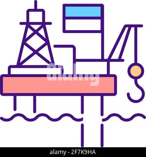 RGB-Farbsymbol für Offshore-Plattform Stock Vektor