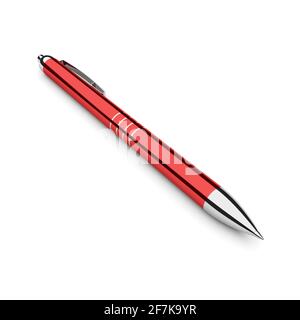 Roter Stift auf weißem Hintergrund. 3d-Bild Stockfoto