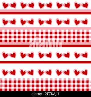 Nahtloses Muster mit roten Doodle Herzen Stock Vektor