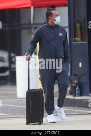 Washington, DC, USA. April 2021. Mitglieder der Atlanta Braves haben am 7 2021. April in Washington, DC, den Nationals Park verlassen.Quelle: Mpi34/Media Punch/Alamy Live News Stockfoto