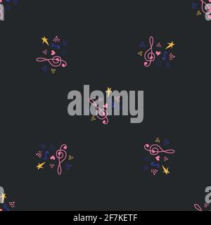 Klassische musikalische Muster, mit Noten und Violinschlüssel, tolle Designs für jeden Zweck. Abstrakte Retro-Struktur. Musterausweis Stock Vektor