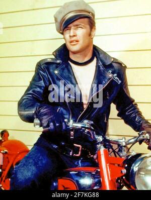 THE WILD ONE 1953 Columbia Pictures Film mit Marlon Brando als Johnny Straler, Anführer einer Motorradbande Stockfoto