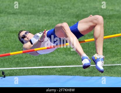 OLYMPISCHE SPIELE PEKING 2008. 7th TAG 15/8/08. FRAUEN-SIEBENKAMPF. KELLY SOTHERTON (GBR) HOCHSPRUNG. BILD DAVID ASHDOWN Stockfoto