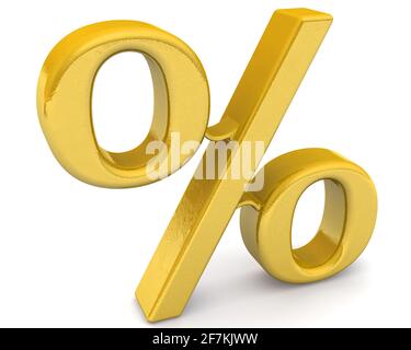 Prozentzeichen aus Gold. 3D-Illustration Stockfoto