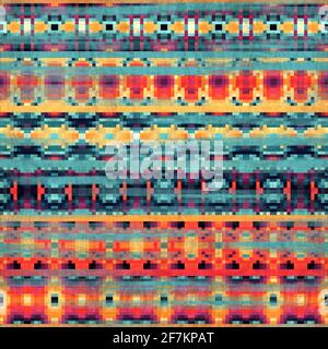 Nahtloser Kelim-Teppich Mit Quadratischen Pixelmustern Stockfoto