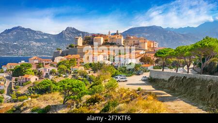 Piana Village, Les Calanches, Golfe de Porto, UNESCO, Westküste, Korsika, Frankreich Stockfoto