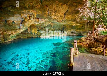 Zwei Augen Cenote, Cénote Dos Ojos, Yucatan, Mexiko. Stockfoto