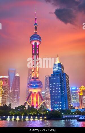 Oriental Pearl TV Tower, Pudong, Shanghai, China Stockfoto