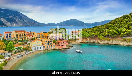 Assos Dorf, Kefalonia, Griechenland Stockfoto