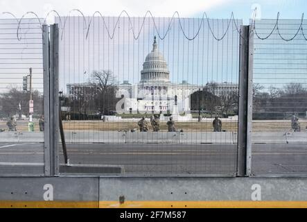 Nationalgarde, die am 20. Januar zur Einweihung von Joe Biden in Washington DC eingesetzt wurde. Stockfoto