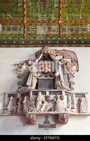 Jacoban Denkmal für Francis Smallman, Lord of the Manor (d. 1633) in der St. James Kirche in Kinnersley, Herefordshire, Großbritannien Stockfoto