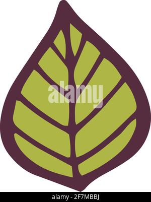 Symbol für flache Blätter, handgezeichnet und umrandet Stock Vektor
