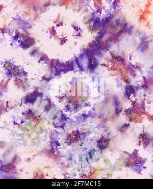 Textur aus natürlichem Leinenstoff. Batik. Shibori-Druck aus Textil. Indigo-blaues Krawatte-Farbstoff-Textil. Aquarelleffekt. Hochwertige Fotos Stockfoto
