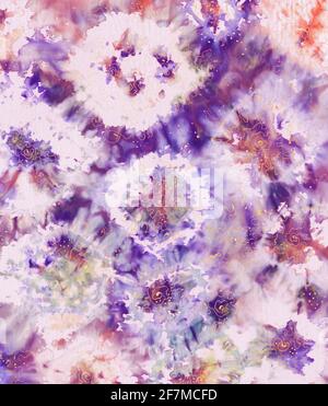 Textur aus natürlichem Leinenstoff. Batik. Shibori-Druck aus Textil. Indigo-blaues Krawatte-Farbstoff-Textil. Aquarelleffekt. Hochwertige Fotos Stockfoto