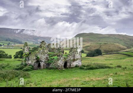 Die Ruinen der mittelalterlichen Burg Lammerside Shell in der Eden Valley in der Nähe von Kirkby Stephen Cumbria GROSSBRITANNIEN Stockfoto