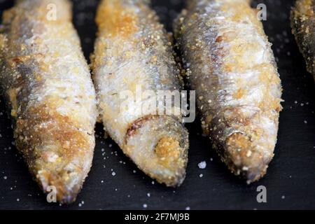 Gebratene Sardinen Fische Stockfoto