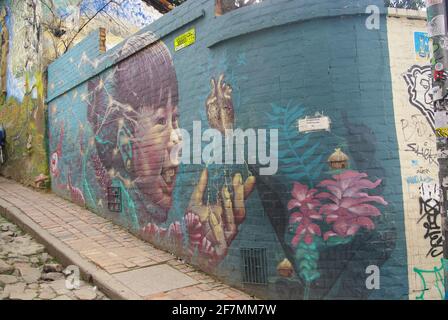 Street Art in La Candelaria, Bogota, Kolumbien Stockfoto