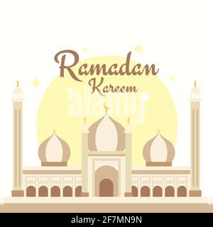 Ramadan Kareem Poster, Moschee flache Illustration Vektor-Banner Stock Vektor