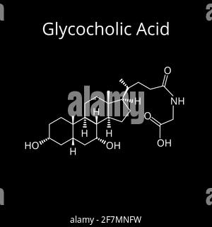 Glycocholsäure. Gallensäure. Chemische Molekülformel Glycocholsäure. Vektorgrafik auf isoliertem Hintergrund Stock Vektor