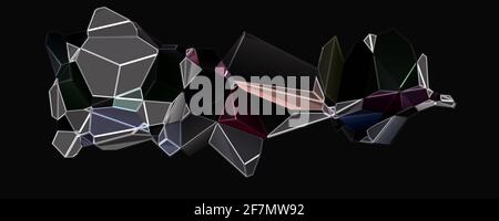 Wunderbar abstrakt dargestellt Glas Objekt 3D Panorama design Stockfoto