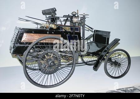 Benz Motor Velocipede, Mercedes Museum, Stuttgart Stockfoto