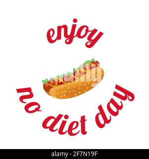 American No Diet Day Hotdog Vektorgrafik Stock Vektor