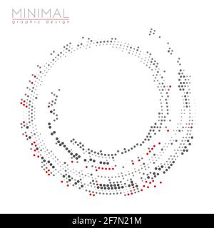 Abstrakte rote und graue gepunktete Spirale. Minimales Vektorgrafikdesign Stock Vektor