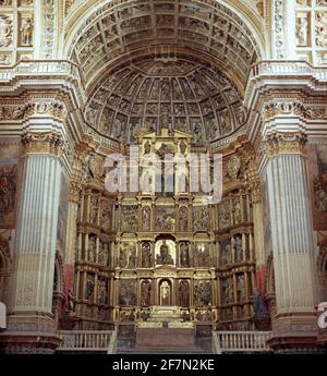 RETABLO MAYOR - SIGLO XVI. AUTOR: VAZQUEZ JUAN BAUTISTA EL MOZO. Lage: ST. KLOSTER JEROME. GRANADA. SPANIEN. Stockfoto