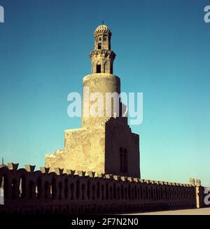 ALMINAR CONSTRUIDO A FINALES DEL SIGLO XIII. ORT: MEZQUITA DE AHMED IBN TULUN. KAIRO. ÄGYPTEN. Stockfoto