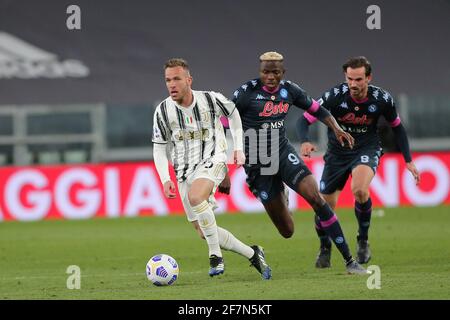 Turin, Italien. April 2021. Melo Arthur (Juventus FC) während Juventus FC vs SSC Napoli, Italienischer Fußball Serie A Spiel in Turin, Italien, April 07 2021 Quelle: Independent Photo Agency/Alamy Live News Stockfoto