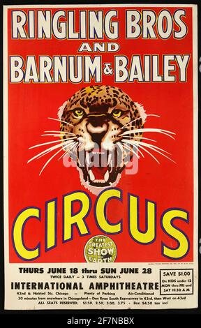 Ein klassisches Zirkusposter für Ringling Brothers & Barnum und Bailey Circus Stockfoto