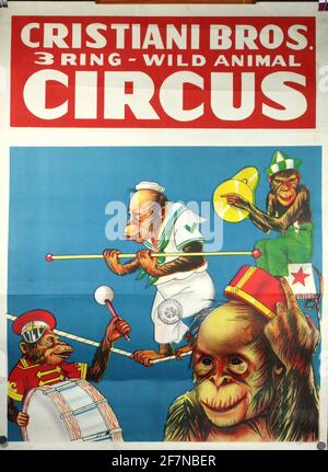 Ein klassisches Zirkusposter für Cristiani Brothers Wild Animal Circus Stockfoto