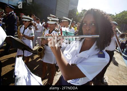 salvador, bahia/brasilien - 28. Mai 2019: Musiker der Bahia Philharmonics sind während der Aufführung zu sehen. *** Ortsüberschrift *** . Stockfoto