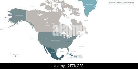 Nordamerika-Karte. Vektor der Weltkarte nach Kontinent Stock Vektor